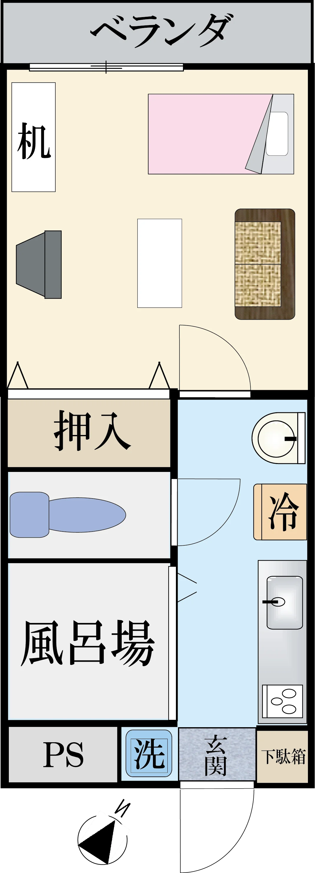 1K 間取りB