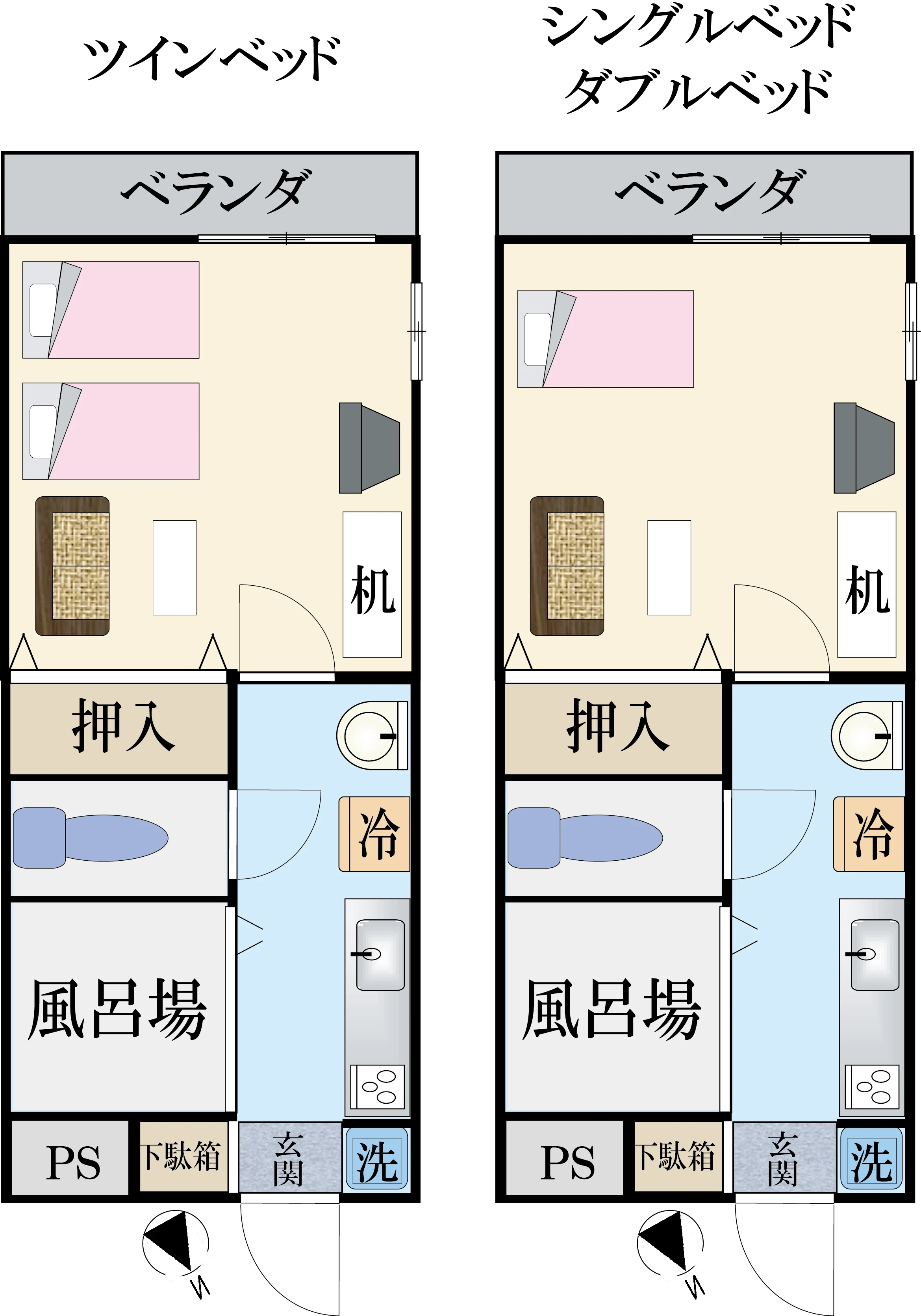 1K 間取りF