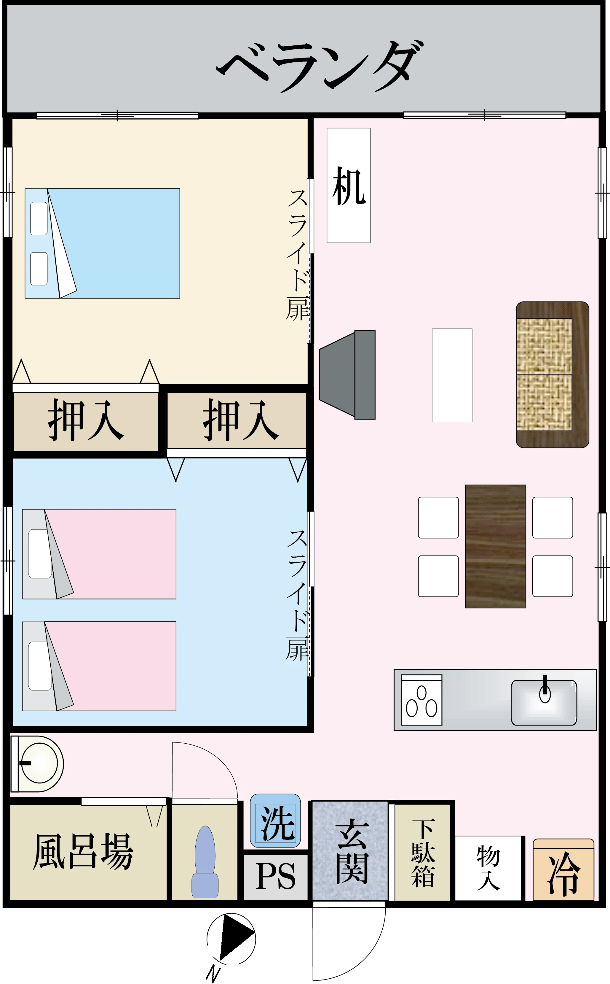 2LDK 間取りDX-Ⅰ