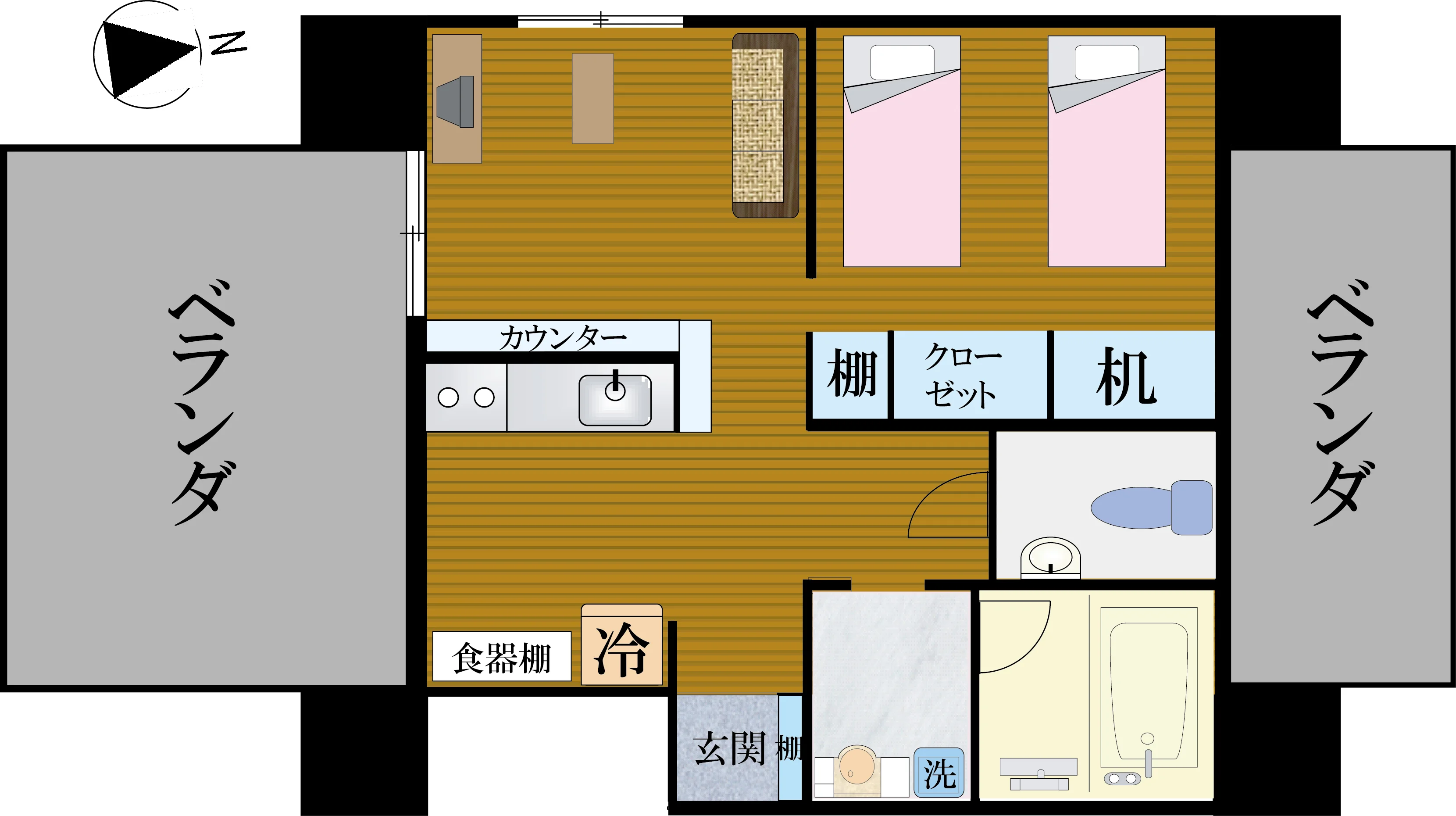 1LDK 40㎡ 間取り図